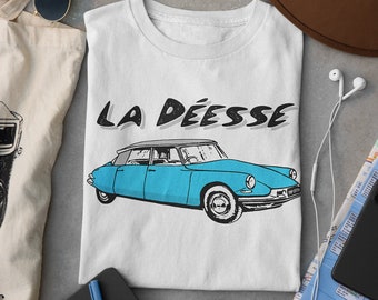 Retro MCM French Citroen DS Car La Déesse The Goddess Pop Cotton Unisex Tee T-Shirt