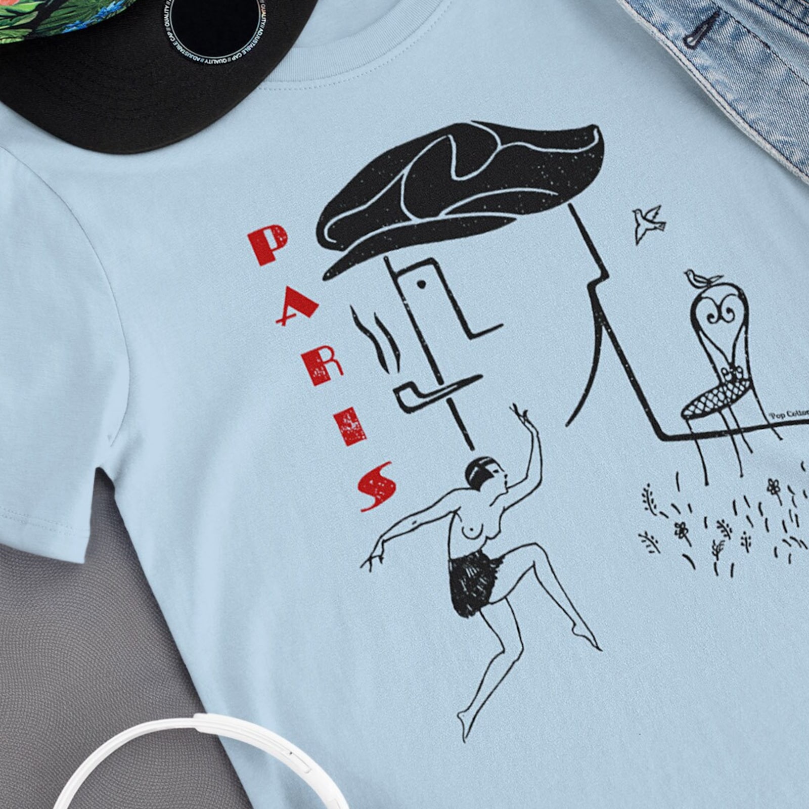 Vintage Paris Art Deco Jazz Age Roaring Twenties 1920s Pop Cotton Unisex Tee T-S