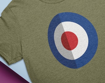 Folded 3D British 60s Mod Target Logo Pop Art RAF Roundel Symbol Pop Cotton Unisex Tee T-Shirt