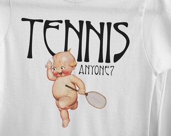 Cute Retro Tennis Anyone Baby Doll Pop Cotton Unisex Tee T-Shirt