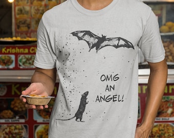 Funny OMG An Angel Rat Bat Animal Humor Halloween Pop Cotton Unisex Tee T-shirt