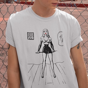 Retro Femdom Beautiful Dominatrix With Whip Spanking Pop Cotton Unisex Tee T-Shirt