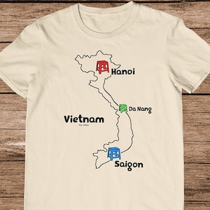 Cute Funny Vietnam Map With Plastic Stools Pop Cotton Unisex Tee T-Shirt