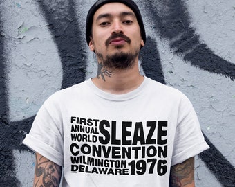 Vintage Style 1970s First Annual World Sleaze Convention Subculture Counterculture Punk Pop Cotton Unisex Tee T-Shirt