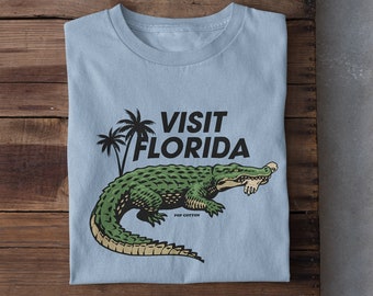 Funny Visit Florida Alligator Eating Human Arm Pop Cotton Unisex Tee T-Shirt