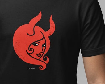 Camiseta Unisex de algodón Pop de la diosa Satán de la chica del diablo Retro