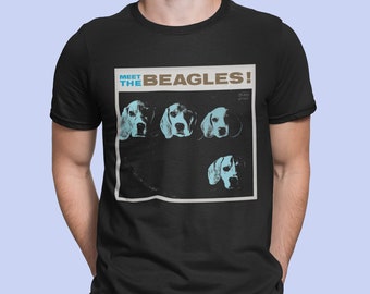 Funny Dog Lover Meet The Beagles Album Cover Parody Beagle Pop Cotton Vintage Style Tee T-Shirt