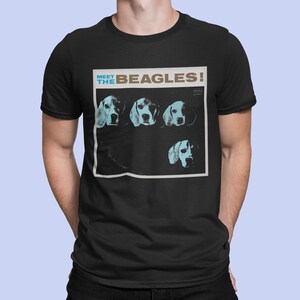 Funny Dog Lover Meet The Beagles Album Cover Parody Beagle Pop Cotton Vintage Style Tee T-Shirt