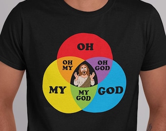 Camiseta unissex Oh My God Venn Diagram Jesus Eye Roll
