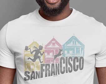 Vintage San Francisco Painted Ladies Pop Cotton Unisex T-Shirt