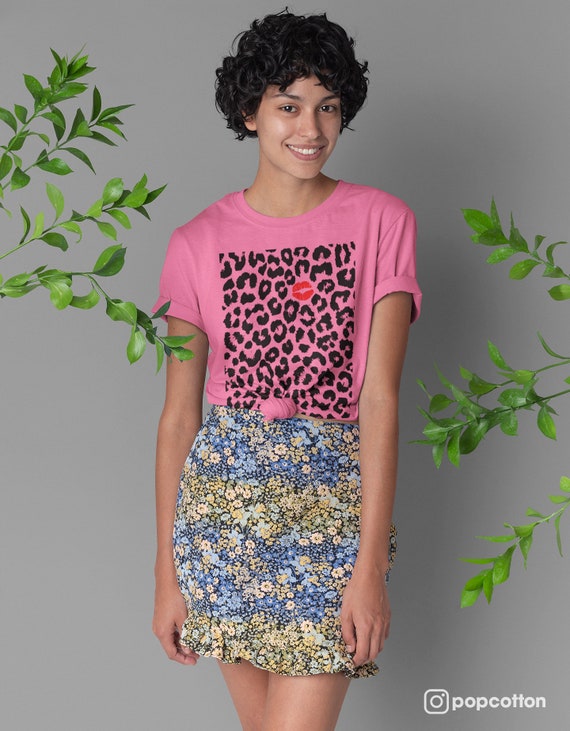 Leopard Kiss Red Lips Animal Print Retro Punk New Wave Style Pop