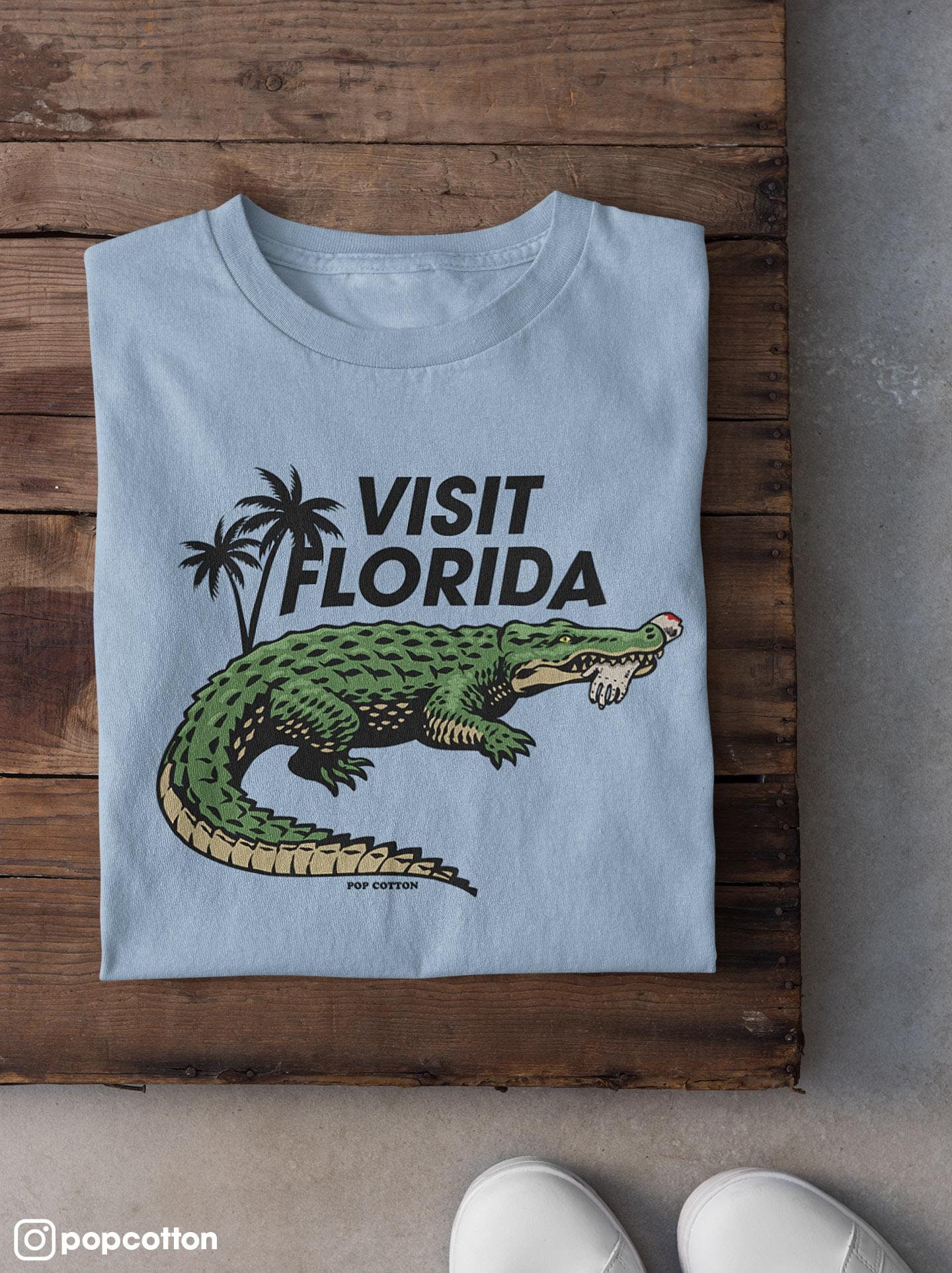 Funny Visit Florida Alligator Eating Human Arm Pop Cotton Unisex Tee T-Shirt