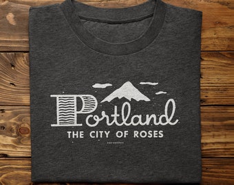 Retro Portland The City Of Roses Pop Cotton Unisex Tee T-Shirt