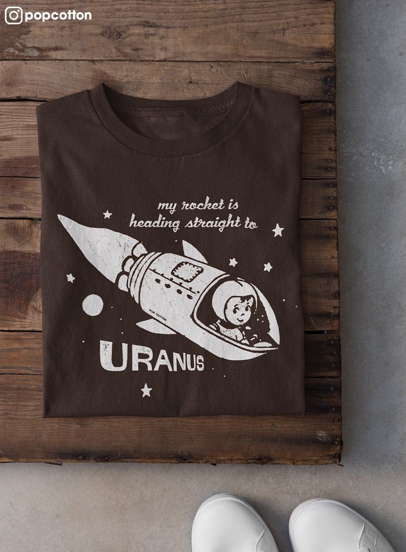 My Rocket Is Heading Straight To Uranus Pop Cotton Unisex Tee T-Shirt image 4