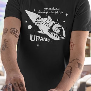 My Rocket Is Heading Straight To Uranus Pop Cotton Unisex Tee T-Shirt image 2