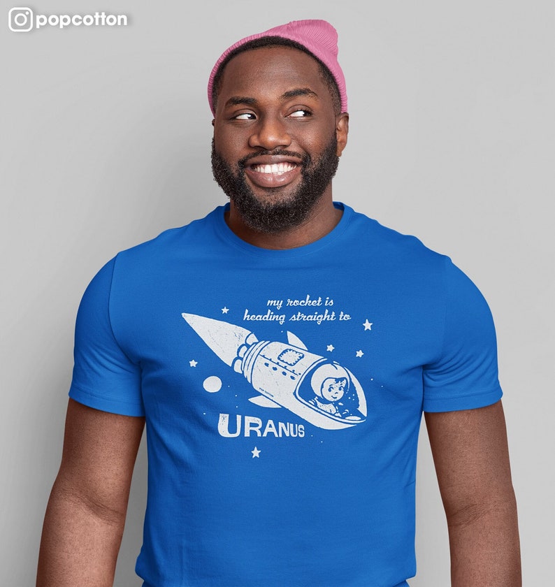 My Rocket Is Heading Straight To Uranus Pop Cotton Unisex Tee T-Shirt image 1