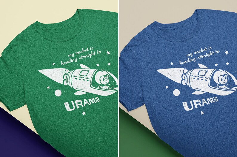 My Rocket Is Heading Straight To Uranus Pop Cotton Unisex Tee T-Shirt image 8