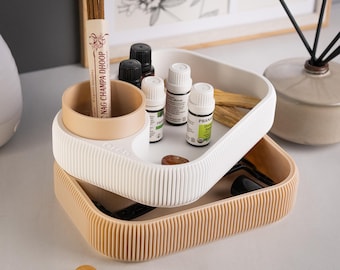 Organizer da scrivania minimalista stampato in 3D: porta pennelli per il trucco e porta prodotti per la cura della pelle