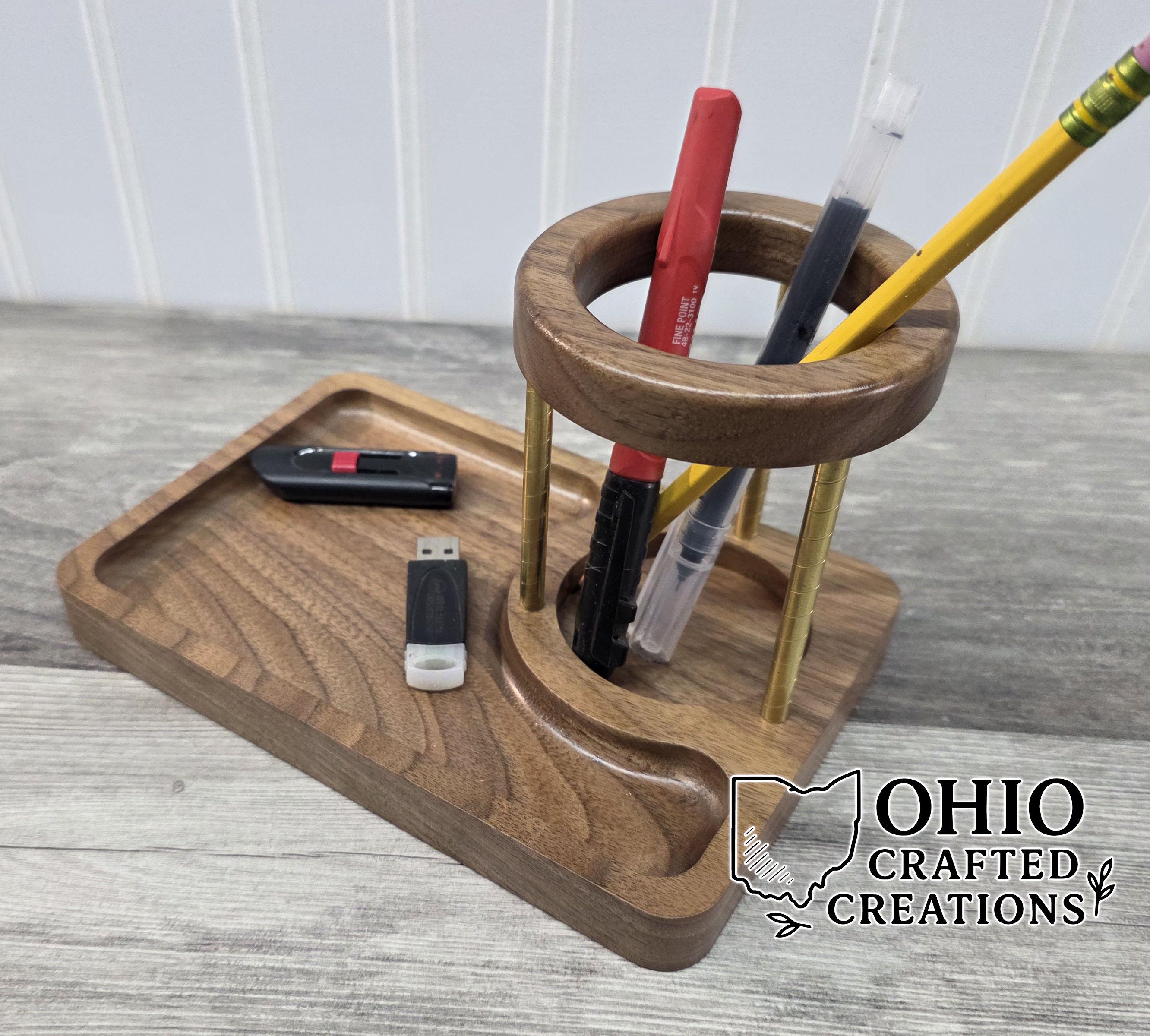 Walnut and Brass Letter Rack