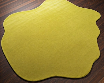 Modern Olive Wool Area Rug: Organic Minimalist Design