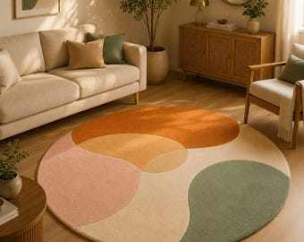 Ronde vloerkleden, abstract vloerkleed, modern geometrisch cirkelvormig tapijt, zacht vloerkleed voor de woonkamer of slaapkamer.