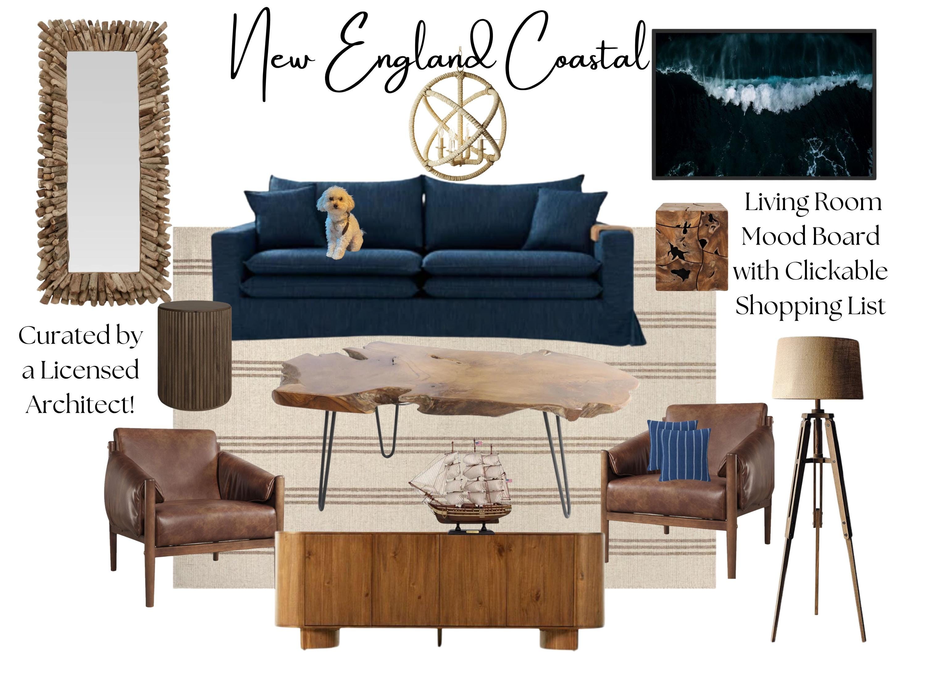 Coastal Living Room Mood Board – Nautical Decor