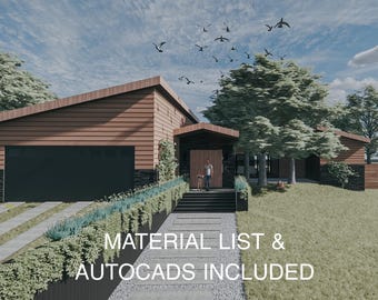 Modern Courtyard House Plan – 3 Bedroom Home Design (PDF & AutoCAD)