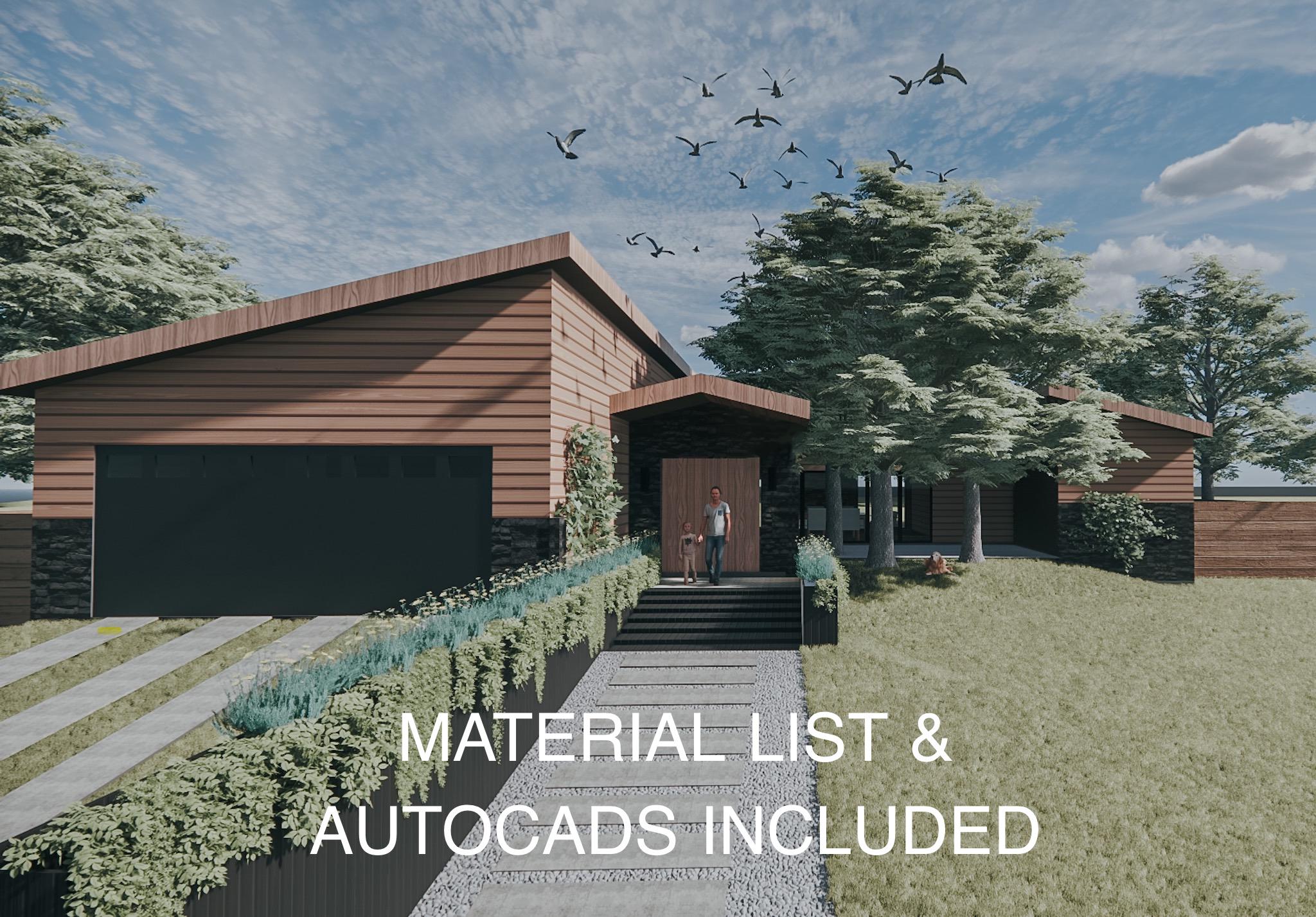 Modern Courtyard House Plan – exterior render