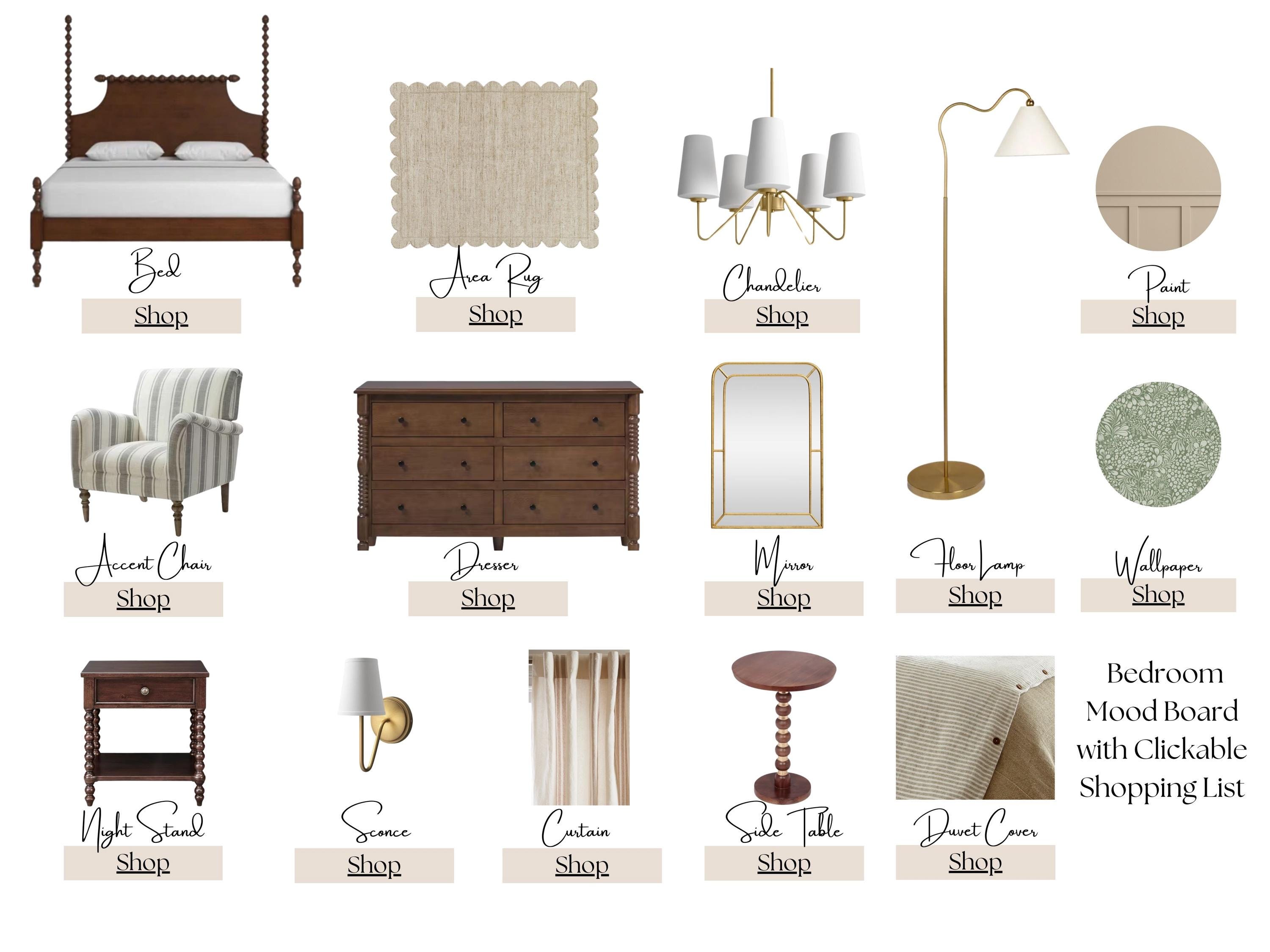 Vintage Cottage Bedroom – shopping list