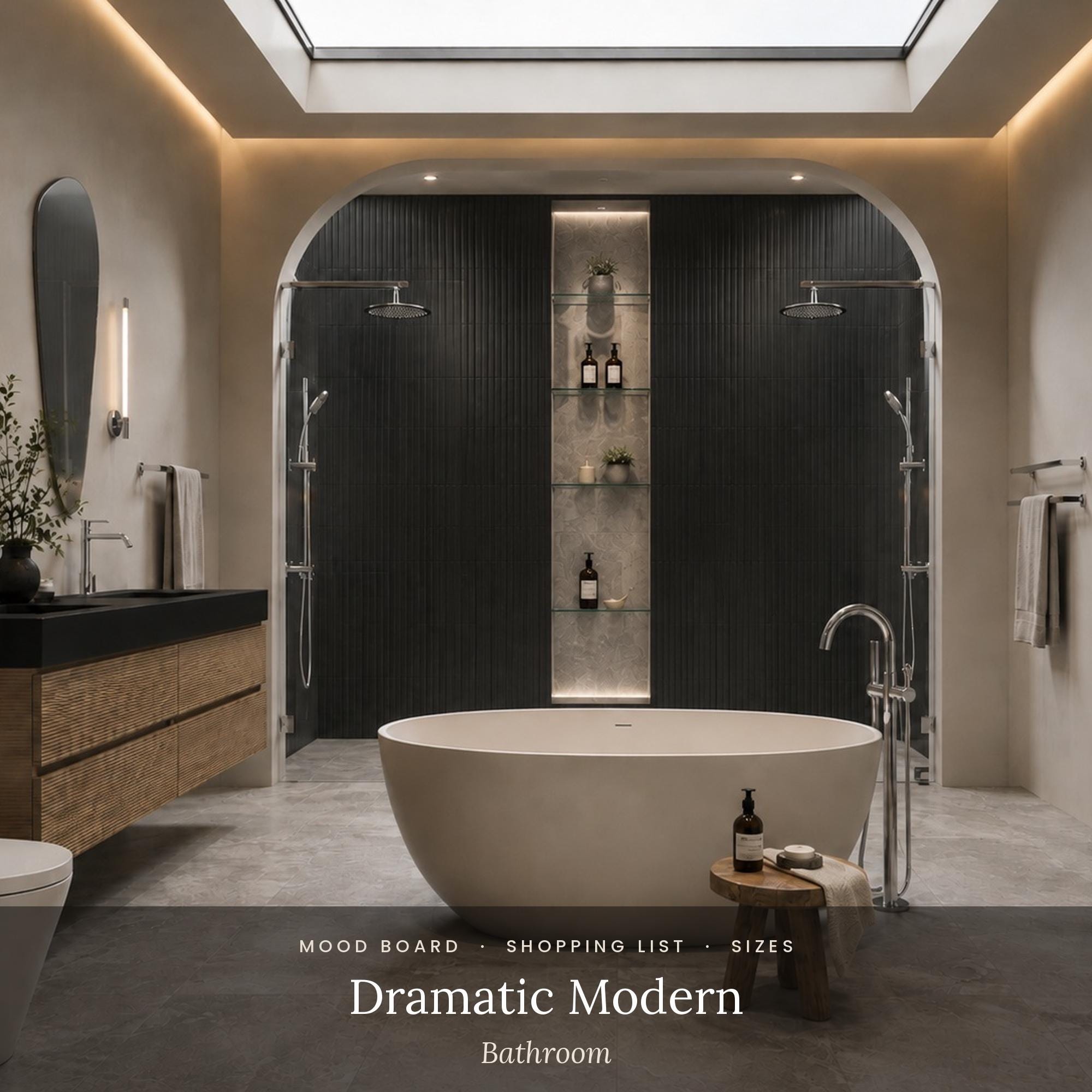 Pre-Designed Dramatic Modern Bathroom Design Plan