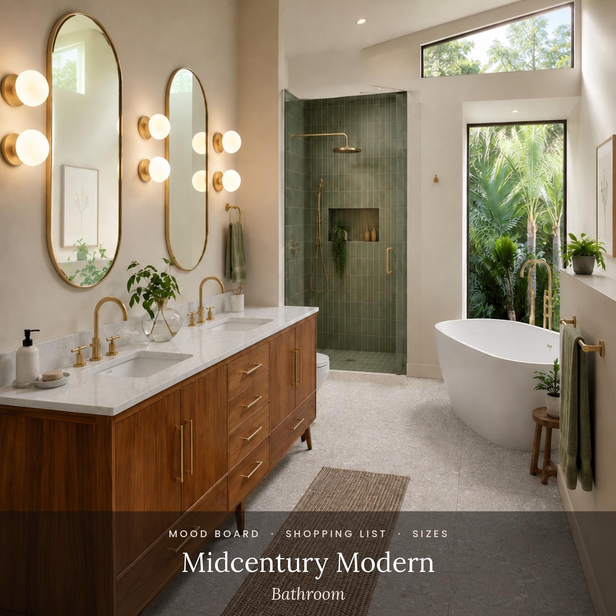 Pre-Designed Midcentury Modern Bathroom Design Plan