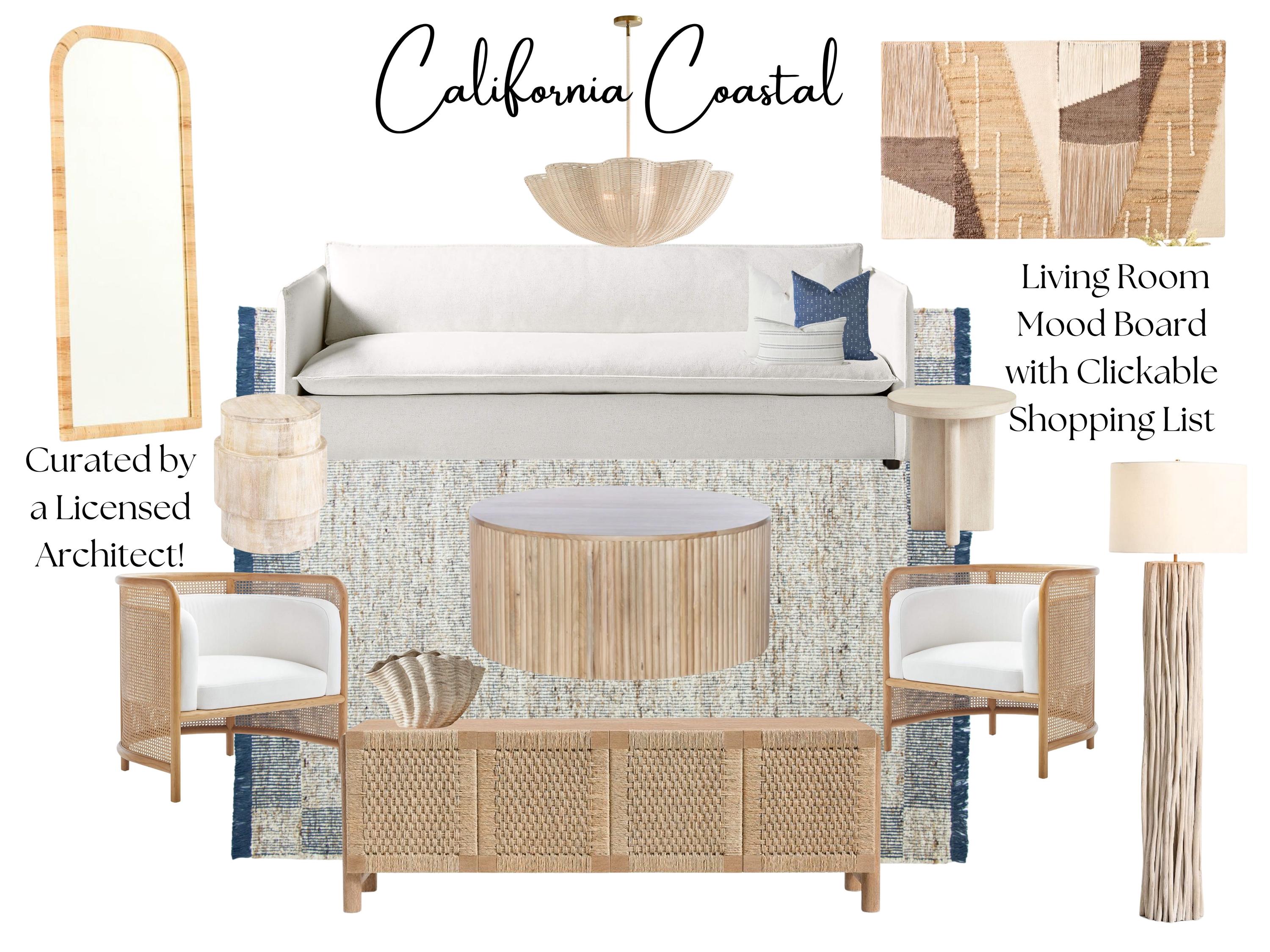 California Coastal Living Room Mood Board