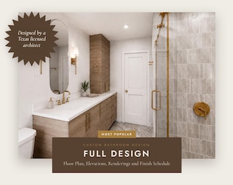 Custom Bathroom Design | Floor Plan, Elevations, Renders by Texas Architect