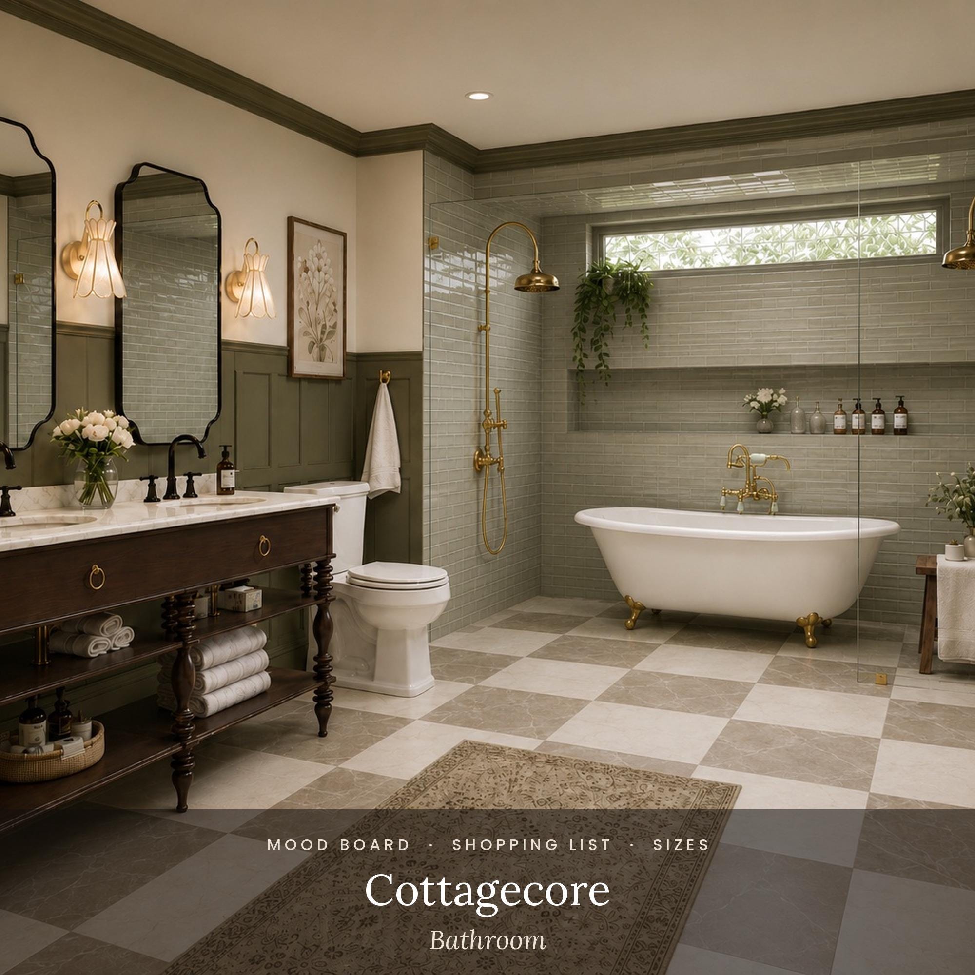 Pre-Designed Cottagecore Bathroom Design Plan