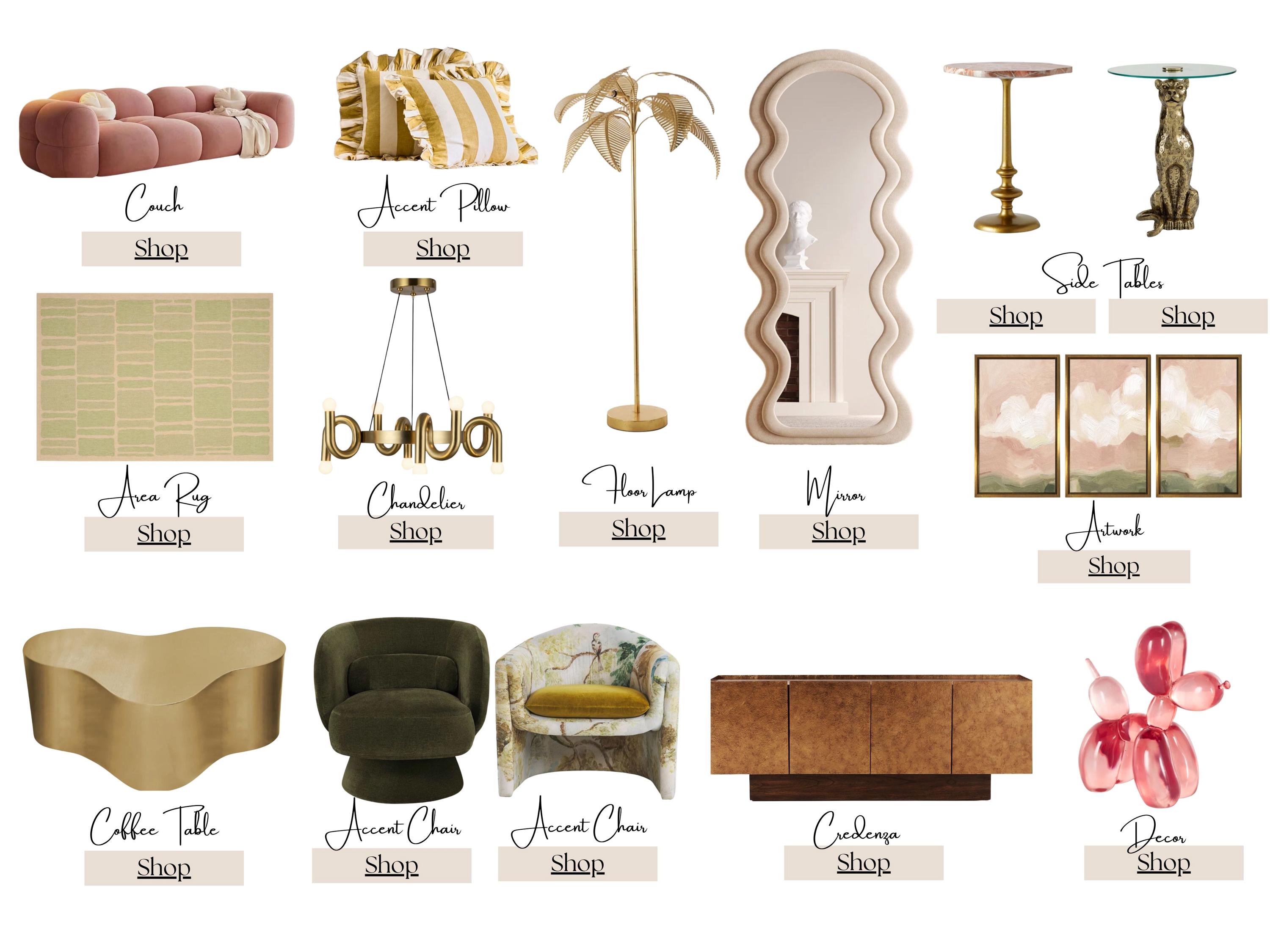 Feminine Maximalist Living Room – shopping list