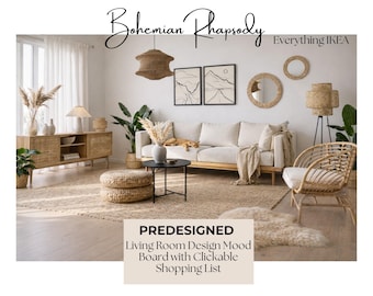 Bohemian Living Room IKEA Mood Board | Architect Curated (PDF)
