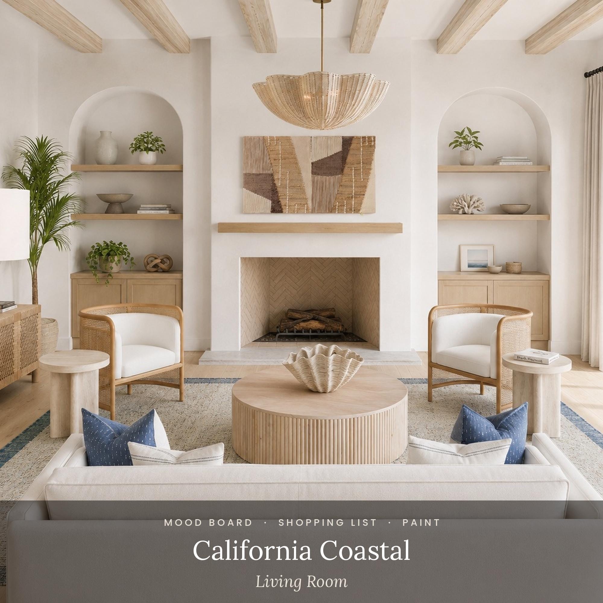 Pre-Designed California Coastal Living Room Design Plan