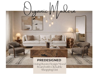 Organic Modern Living Room Mood Board | Clickable Shopping List (PDF)