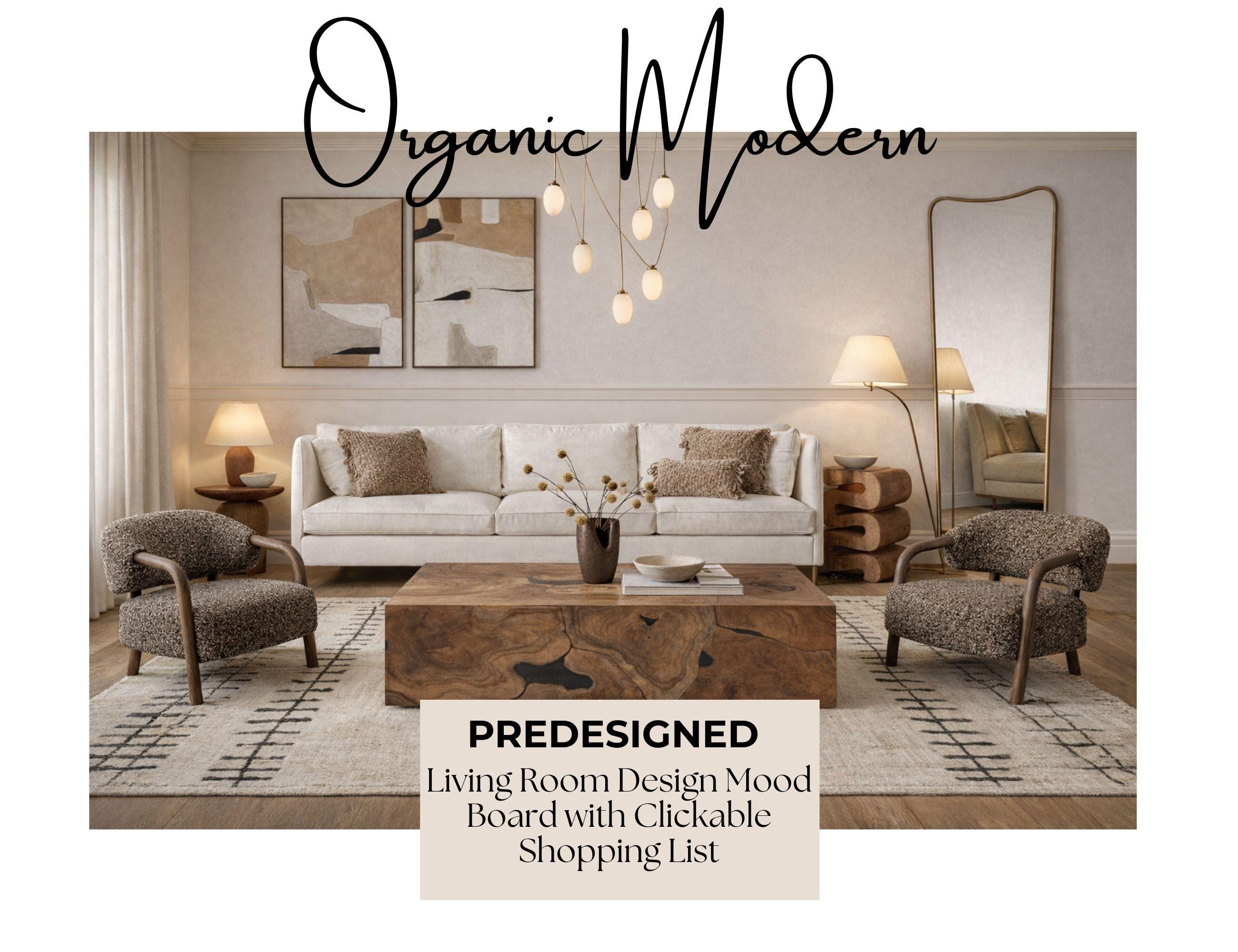 Organic Modern Living Room Mood Board