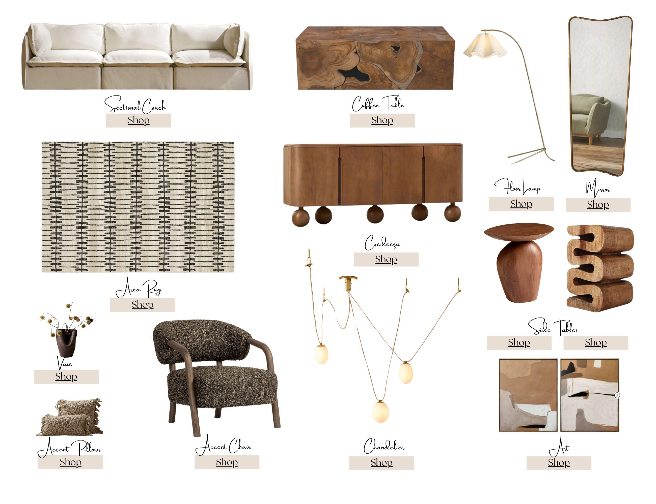 Organic Modern Living Room – shopping list