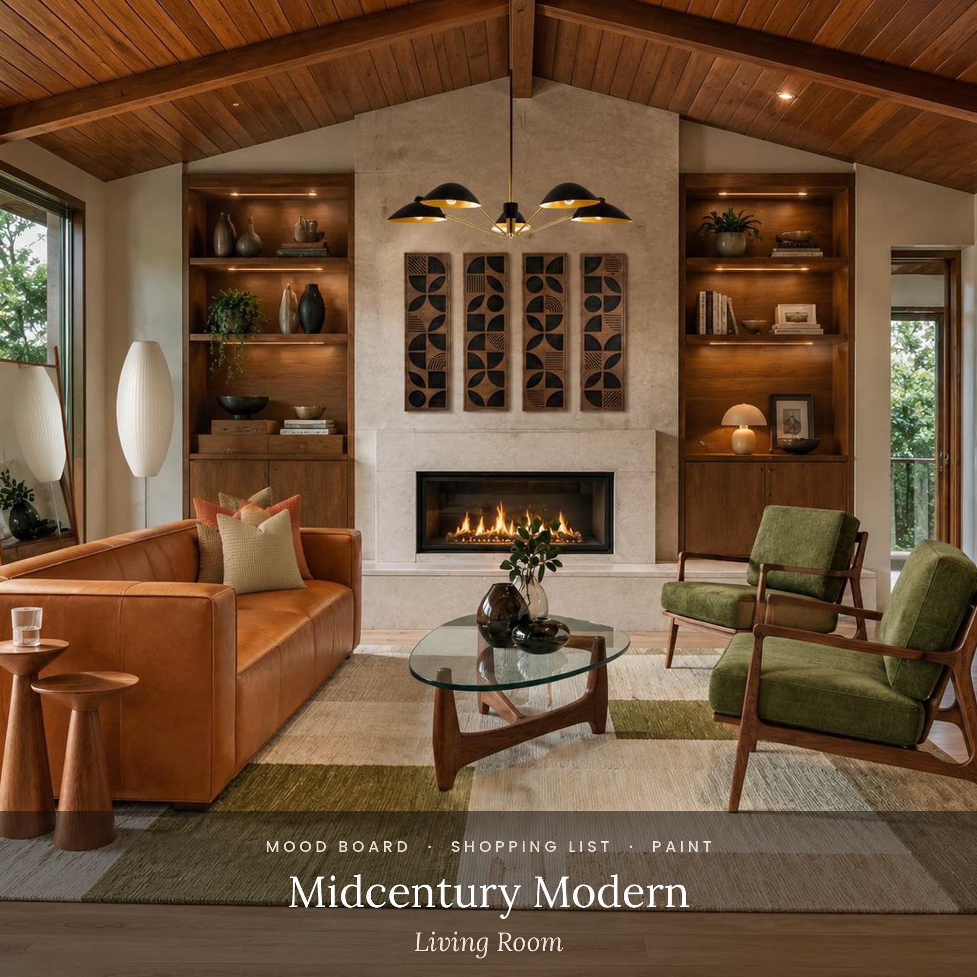 Pre-Designed Midcentury Modern Living Room Design Plan