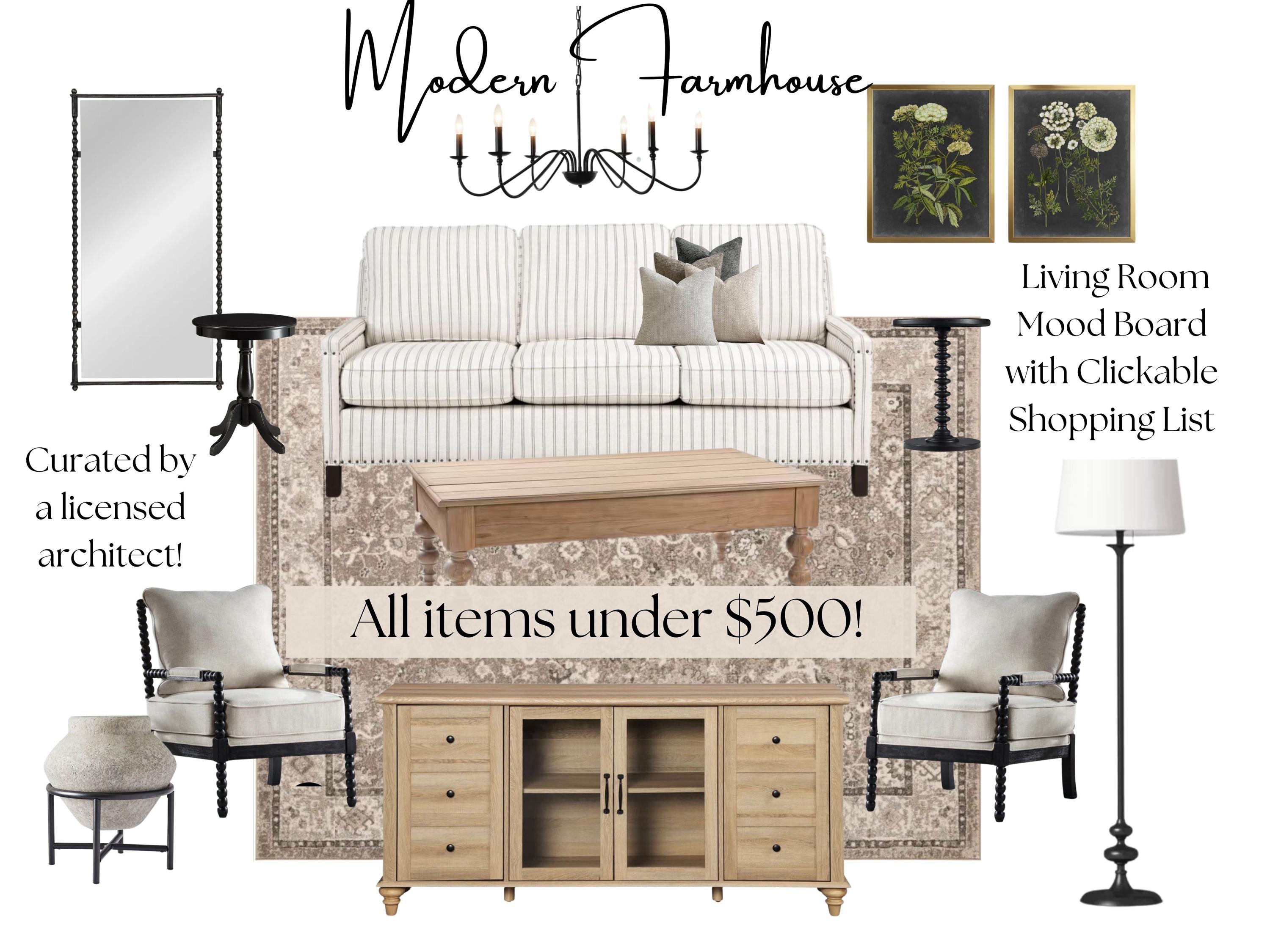 Modern Farmhouse Living Room Mood Board