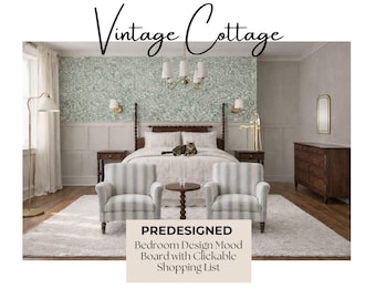 Vintage Cottage Bedroom Mood Board | Cozy Decor (PDF)
