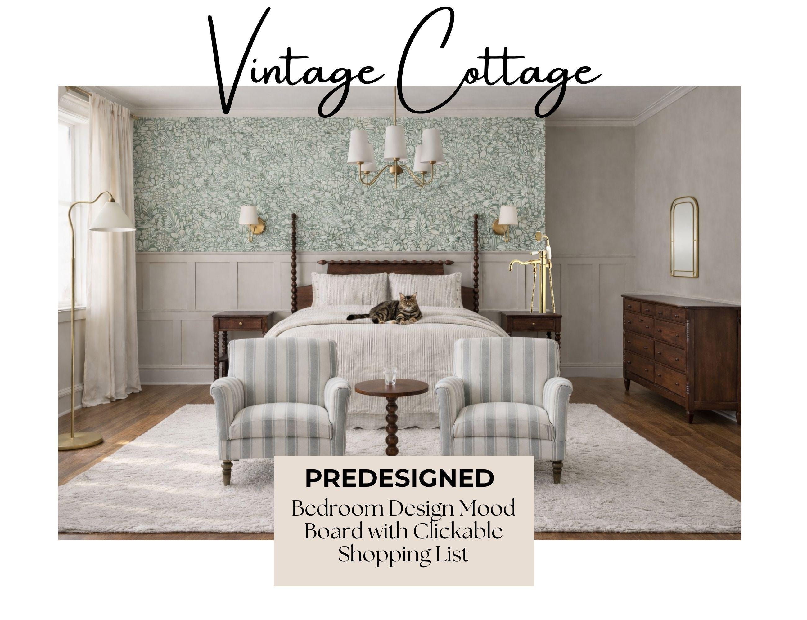 Vintage Cottage Bedroom Mood Board