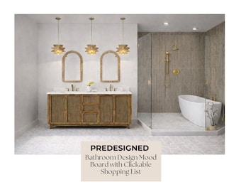 Boho Bathroom Mood Board | Modern Coastal Design (Digital Download)