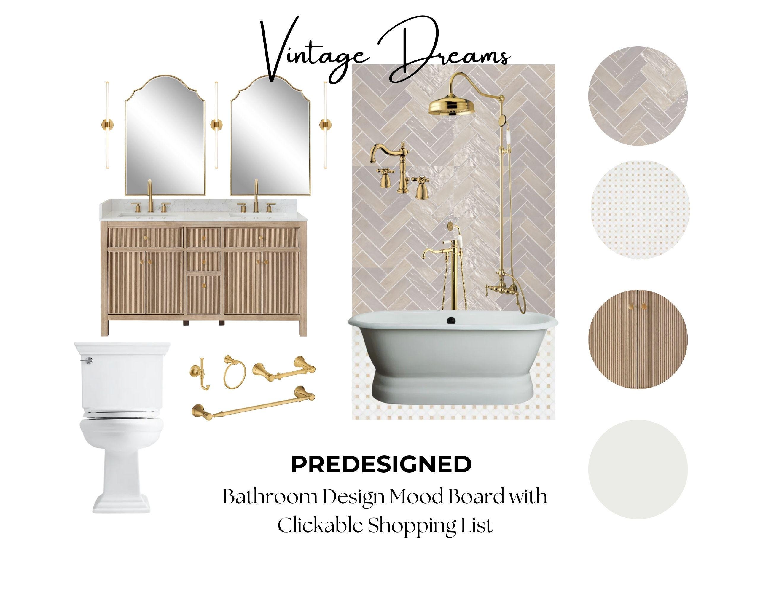Vintage Bathroom Design Mood Board – detail view