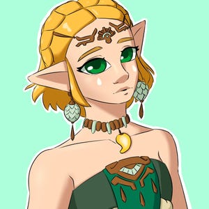 Zelda | Digital art Print | Digital Download | Tears of the Kingdom | Fan Art