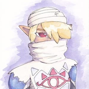 Sheik | Watercolor Print | Digital Download | The Legend of Zelda: Ocarina of Time | Fan Art