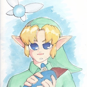 Junges Link | Aquarell Druck | Digitaler Download | The Legend of Zelda: Ocarina of Time | Fankunst
