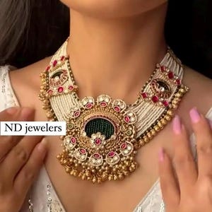 Kundan Pearl Multilayer Necklace: Floral Indian Jewelry